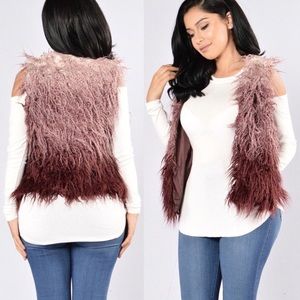 OMBRÉ MAROON FUR VEST